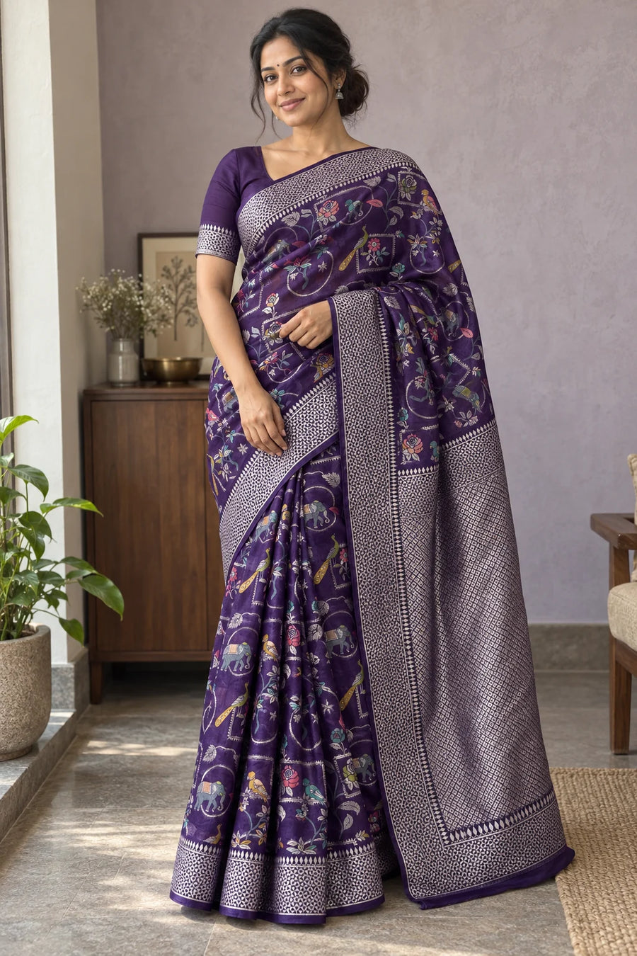 Mayura — Plum Motif Saree