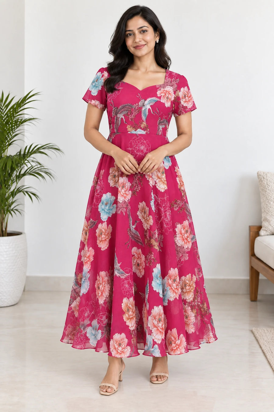 Keya — Raspberry Garden Tie Back Dress