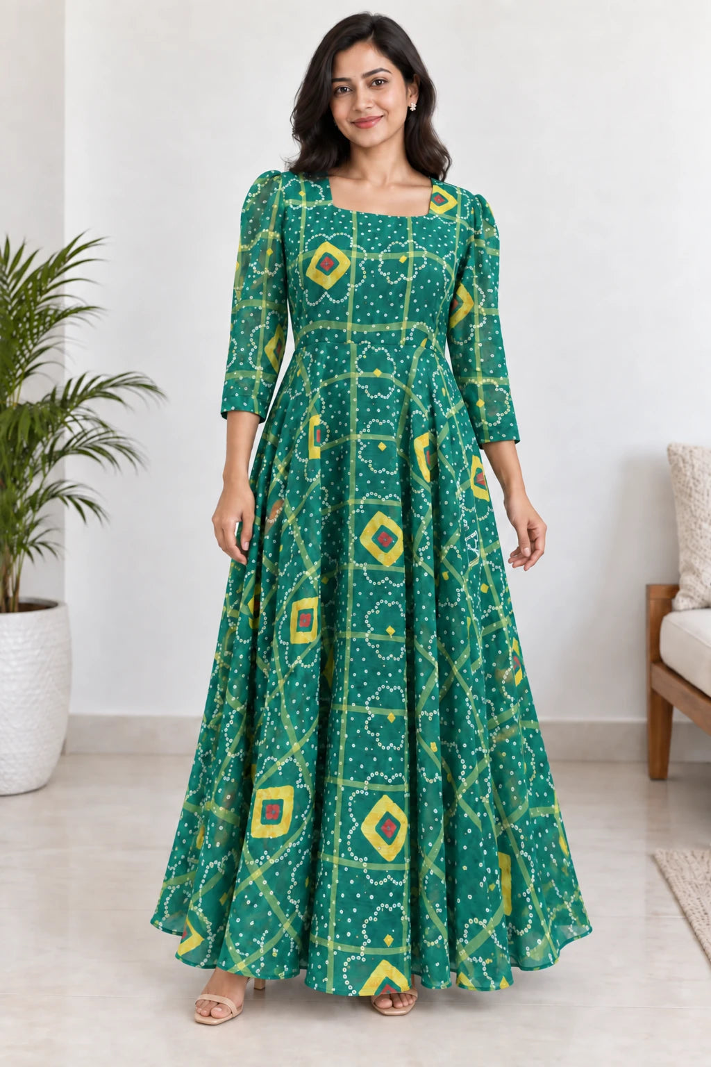 Kaira — Emerald Diamond Dress, model-worn styled look