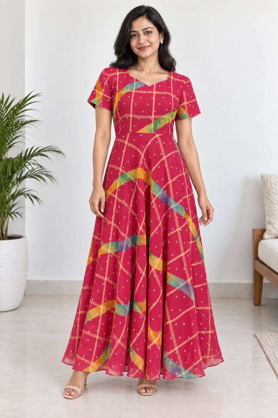 Navya — Fuchsia Ribbon Dress