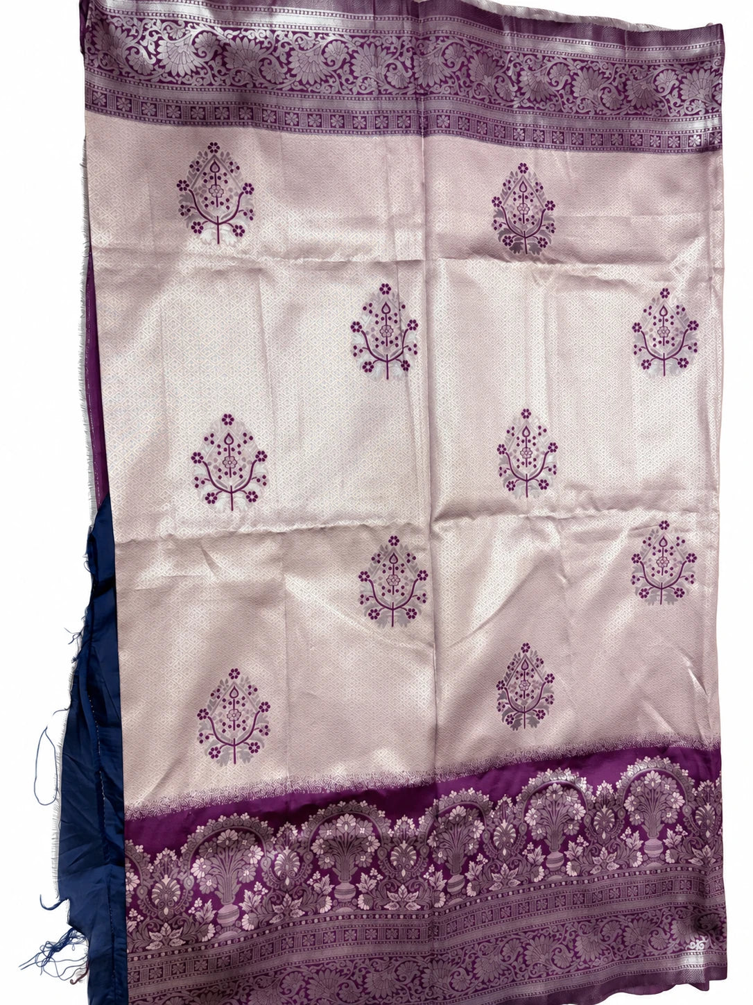 Lasya — Pearl Plum Ornamental Saree, retouched garment view on a clean background