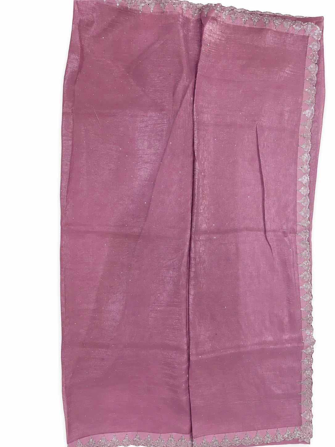 Triveni — Mauve Silver Scallop Saree, retouched body & silver-toned edge on a clean background