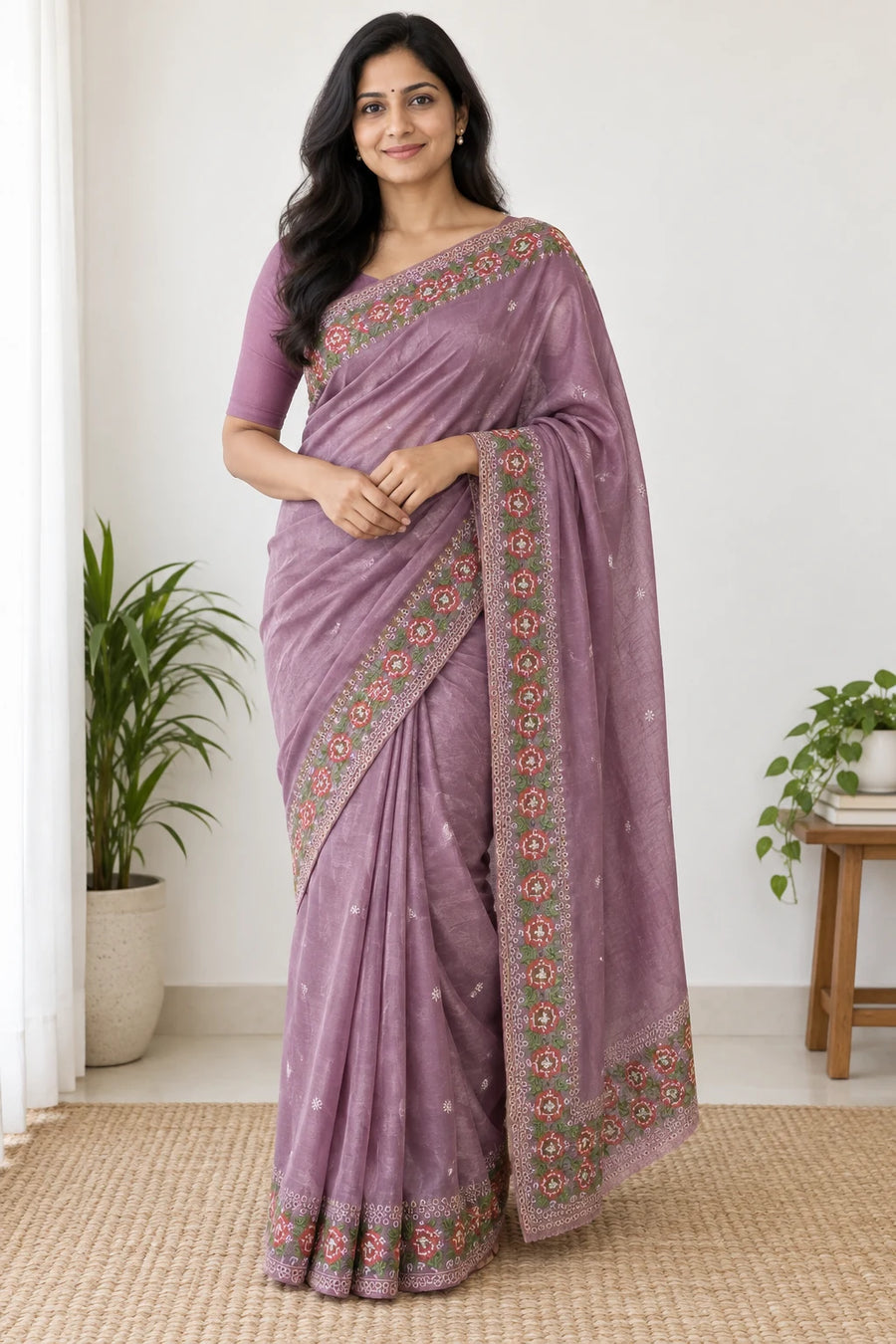 Myra — Mauve Rose Border Saree