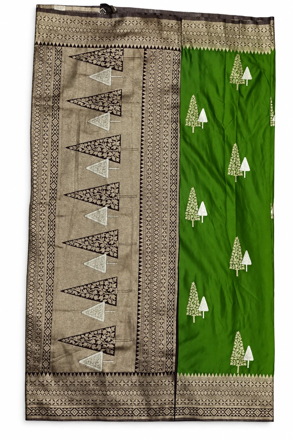 Vanya — Green & Plum Saree, garment and border details on a clean background