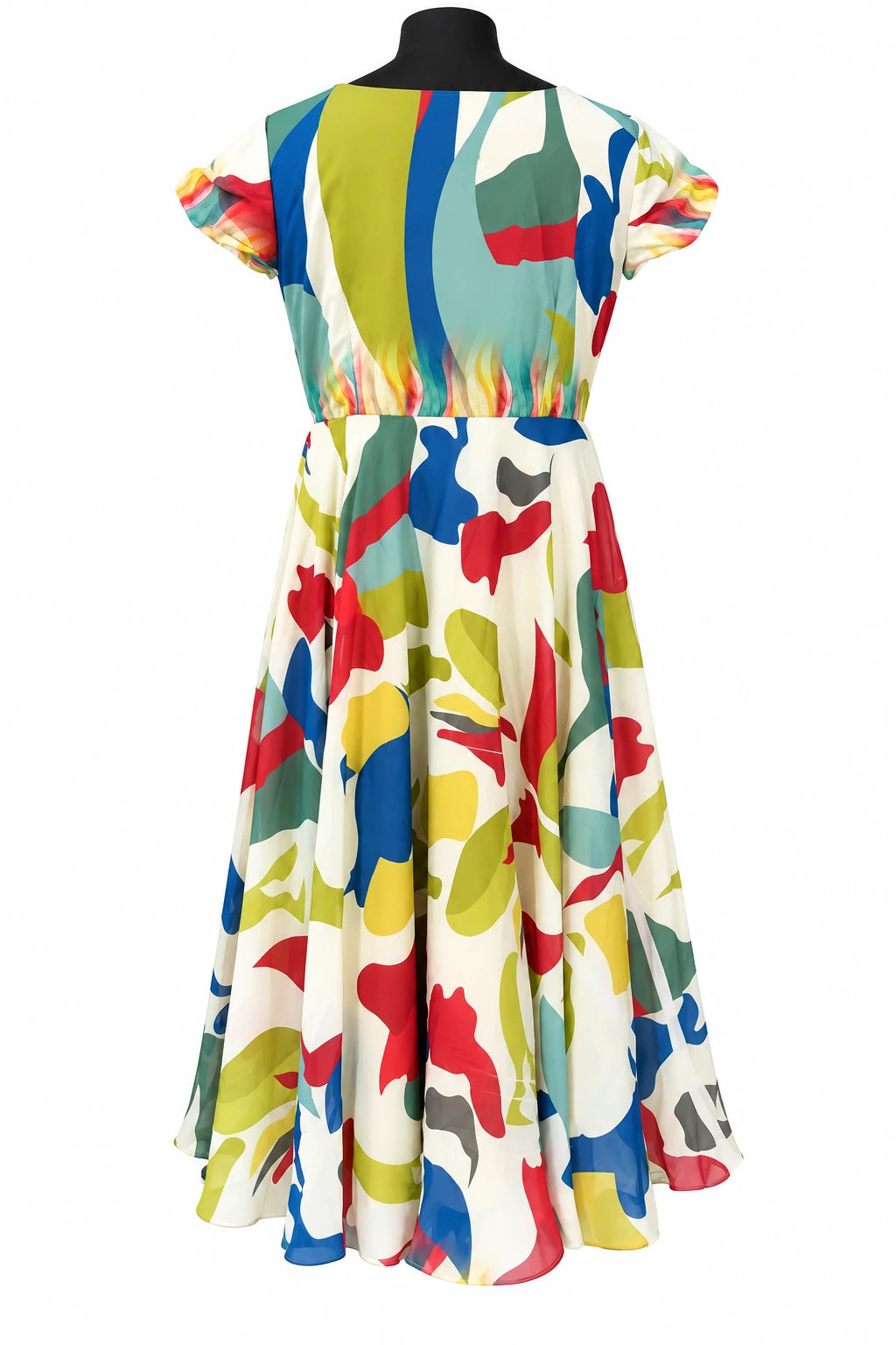 Prachi — Ivory Abstract Keyhole Dress, retouched back view on a clean background