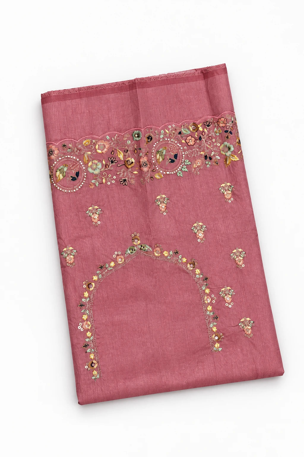 Sharvika — Wine Peacock Border Saree, retouched coordinating fabric detail on a clean background