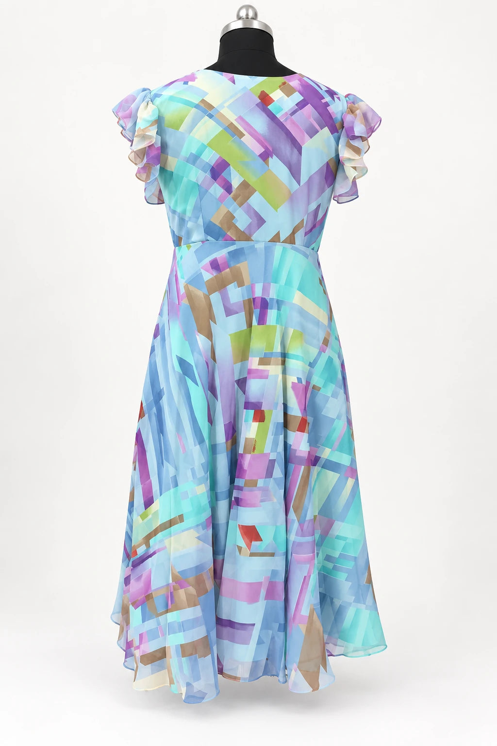 Suhani — Pastel Patchwork Dress, retouched garment back view on a clean background