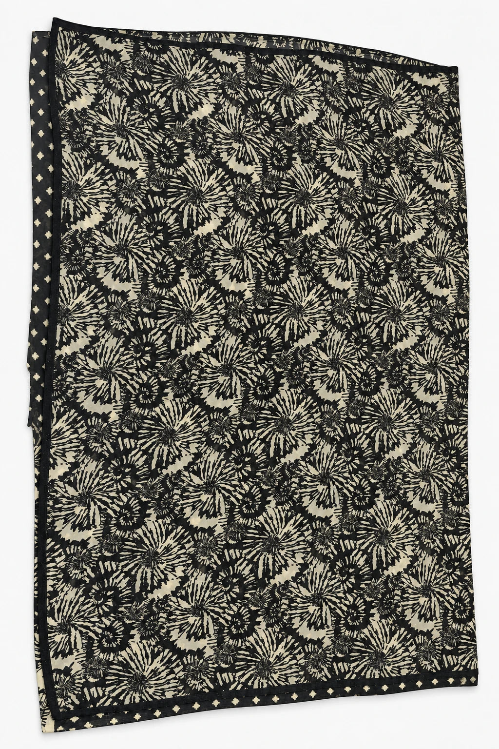 Medha — Black Ivory Botanical Saree, retouched body & border on a clean background
