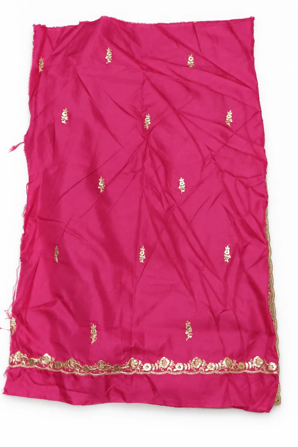 Yamini — Olive Mauve Floral Border Saree, retouched fuchsia coordinating fabric on a clean background
