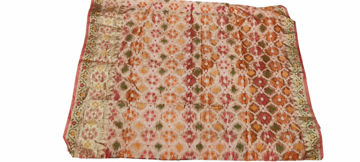 Eshwari — Copper Multicolour Floral Saree, retouched garment view on a clean background
