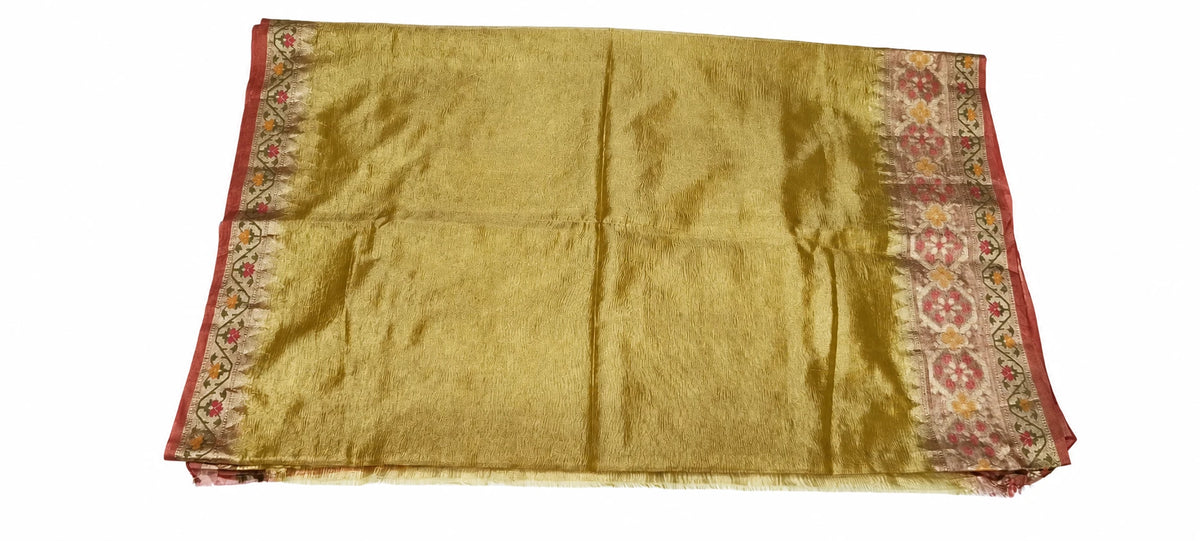 Eshwari — Copper Multicolour Floral Saree, retouched garment detail 2 on a clean background