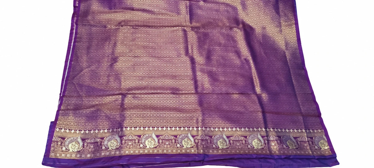 Gaurika — Silver Violet Medallion Saree, retouched garment detail 2 on a clean background