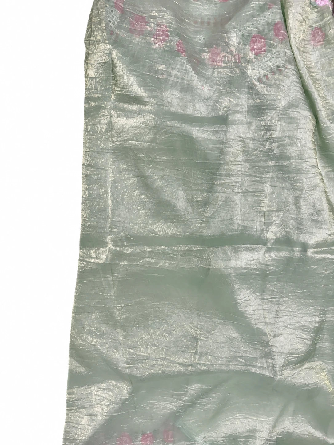 Haritha — Silver Sage Rose Border Saree, retouched garment detail 2 on a clean background