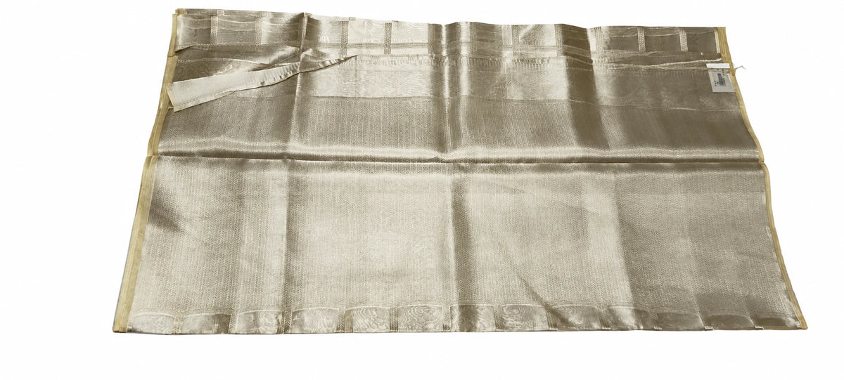 Kalyani — Champagne Check Saree, retouched garment detail 1 on a clean background