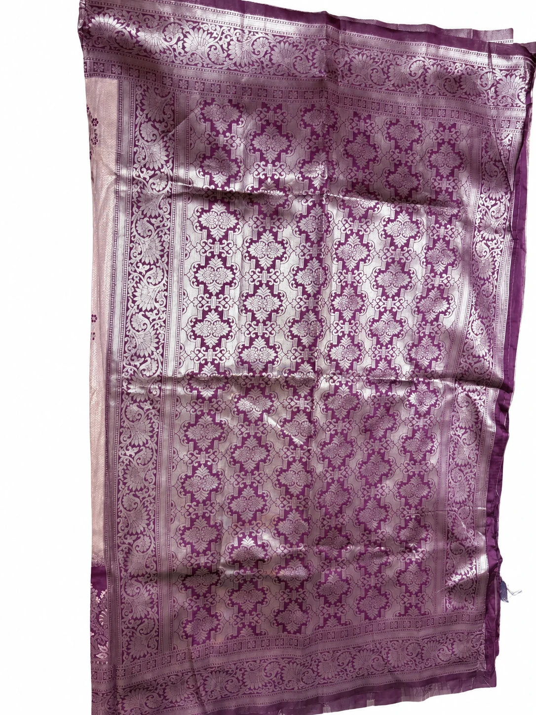Lasya — Pearl Plum Ornamental Saree, retouched garment detail 1 on a clean background