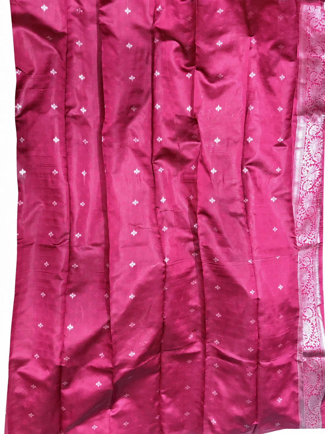 Maithili — Pearl Fuchsia Ornamental Saree, retouched garment detail 2 on a clean background