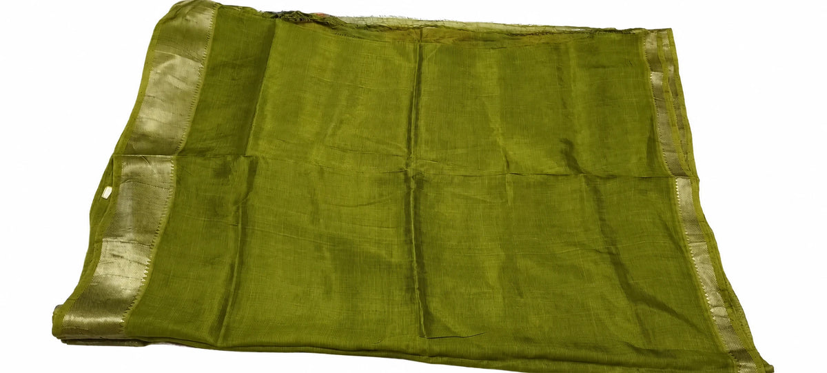 Ojasvi — Olive Multicolour Wash Saree, retouched garment detail 1 on a clean background