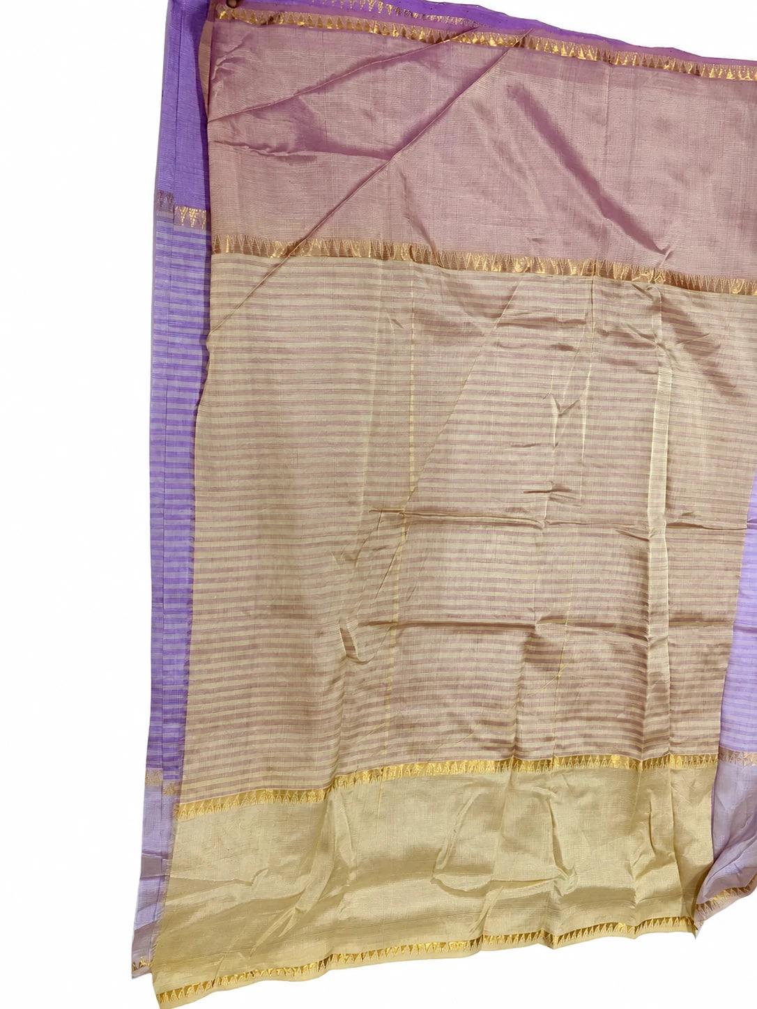 Padma — Lilac Gold Stripe Saree, retouched garment detail 1 on a clean background