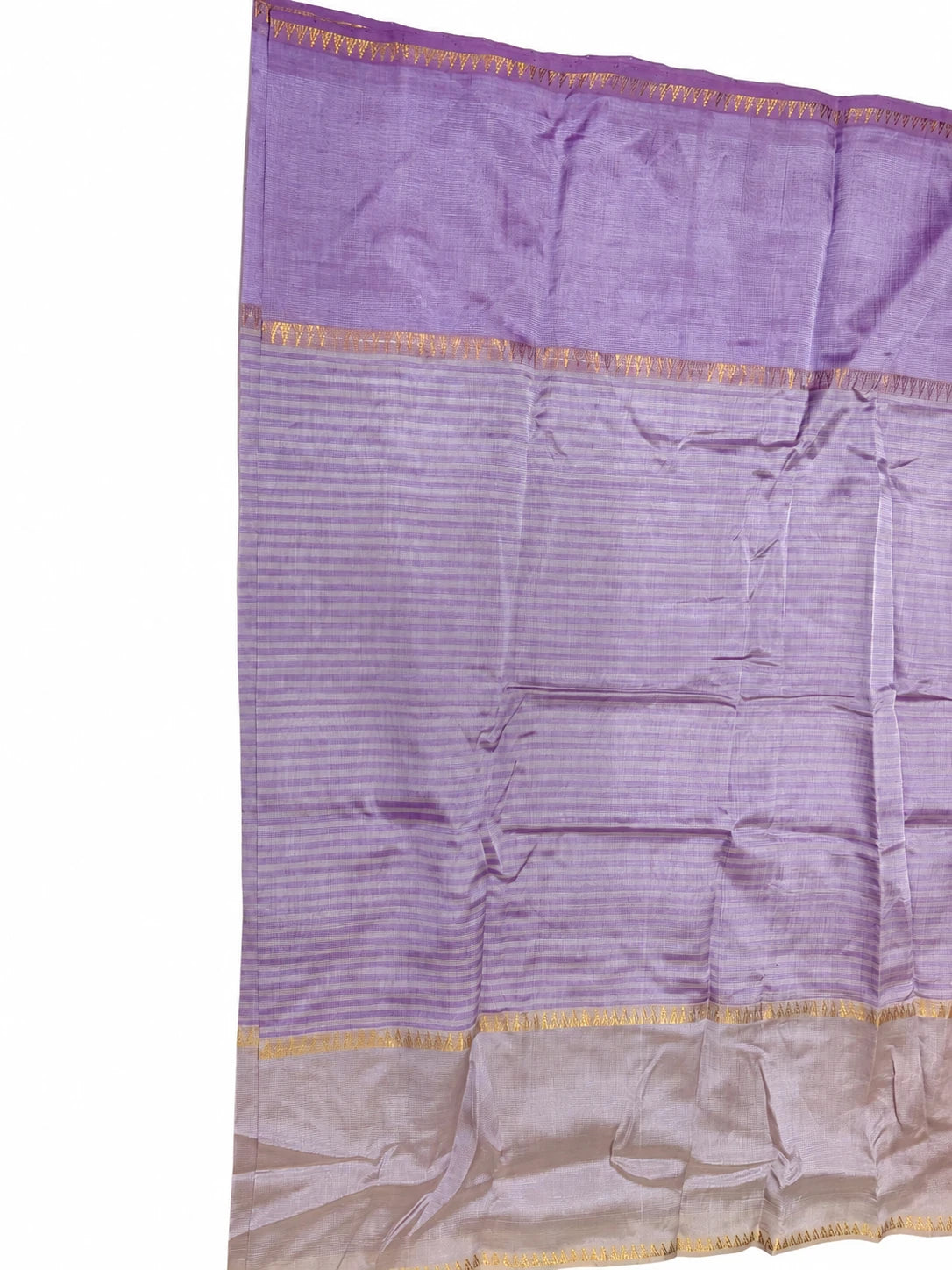 Padma — Lilac Gold Stripe Saree, retouched garment detail 2 on a clean background