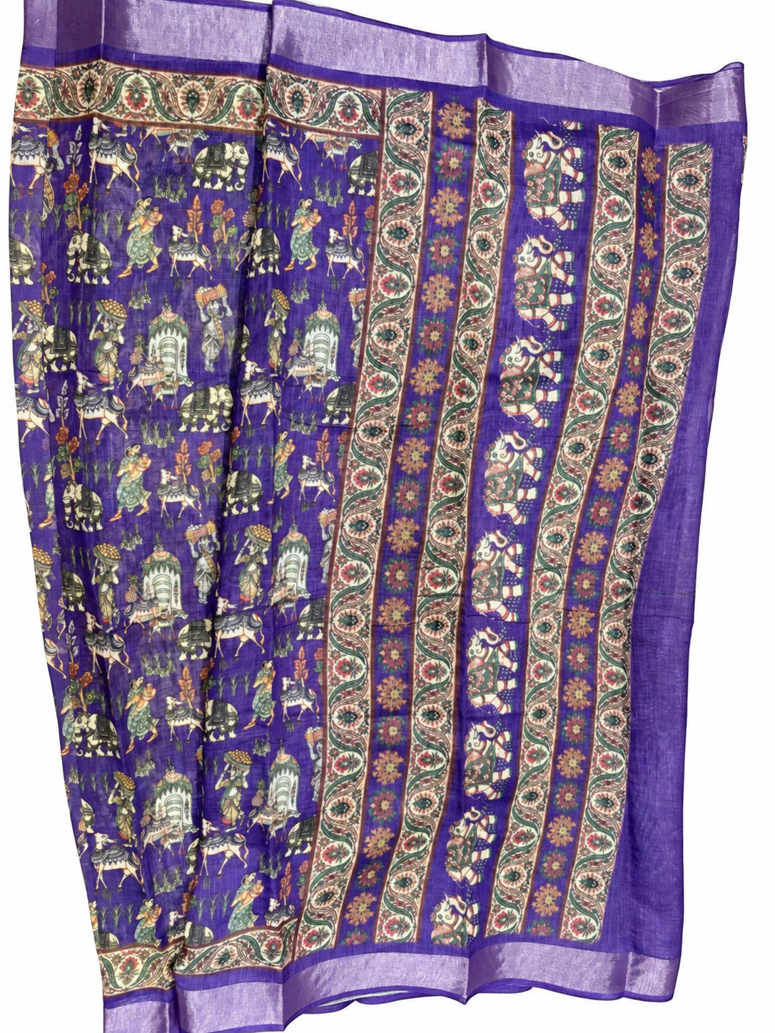 Rishika — Violet Procession Motif Saree, retouched garment detail 1 on a clean background