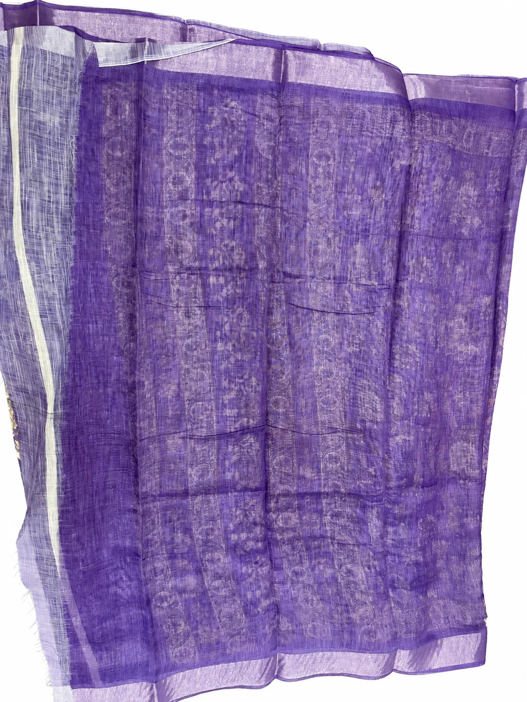 Rishika — Violet Procession Motif Saree, retouched garment detail 2 on a clean background