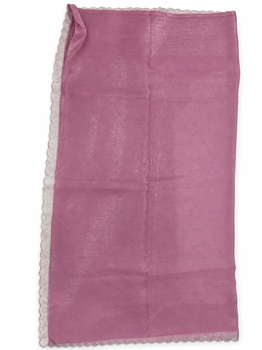 Triveni — Mauve Silver Scallop Saree, retouched reverse garment view on a clean background