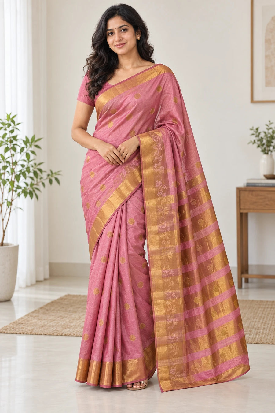Anuradha — Rose Gold Motif Saree
