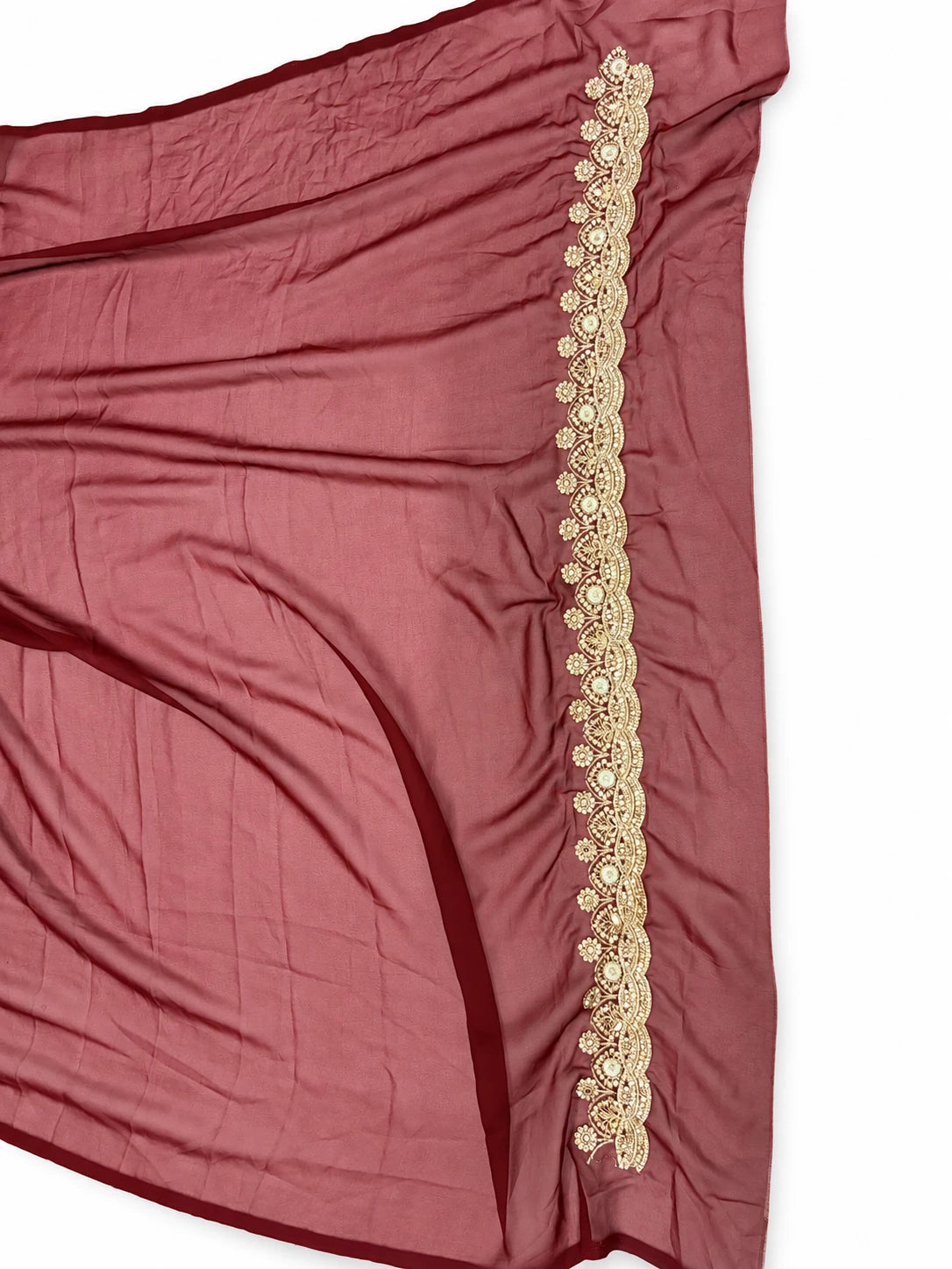 Ramya — Wine Ornate Floral Saree, retouched garment view 2 on a clean background