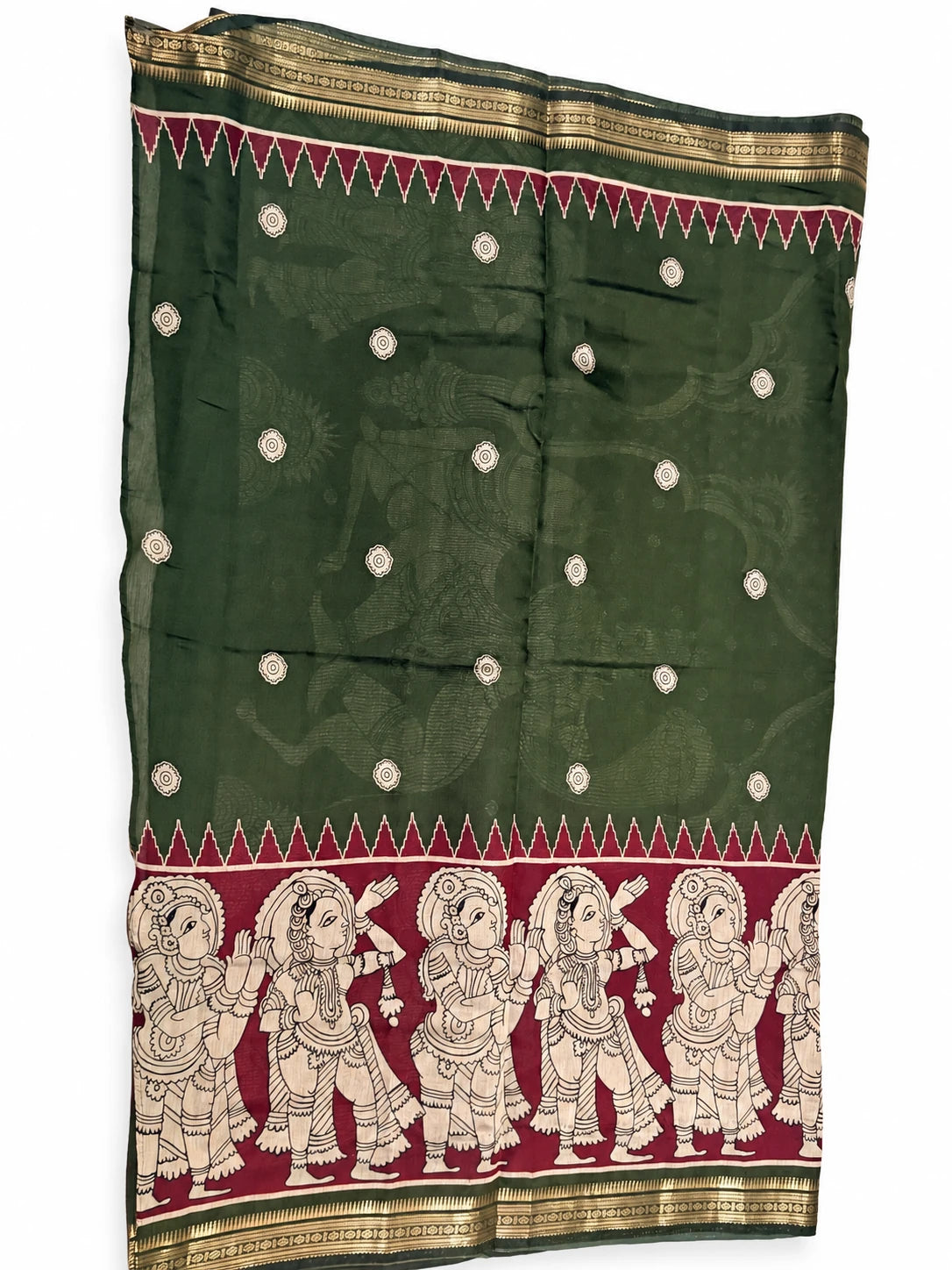 Aparna — Forest Figurative Border Saree, retouched garment view 1 on a clean background