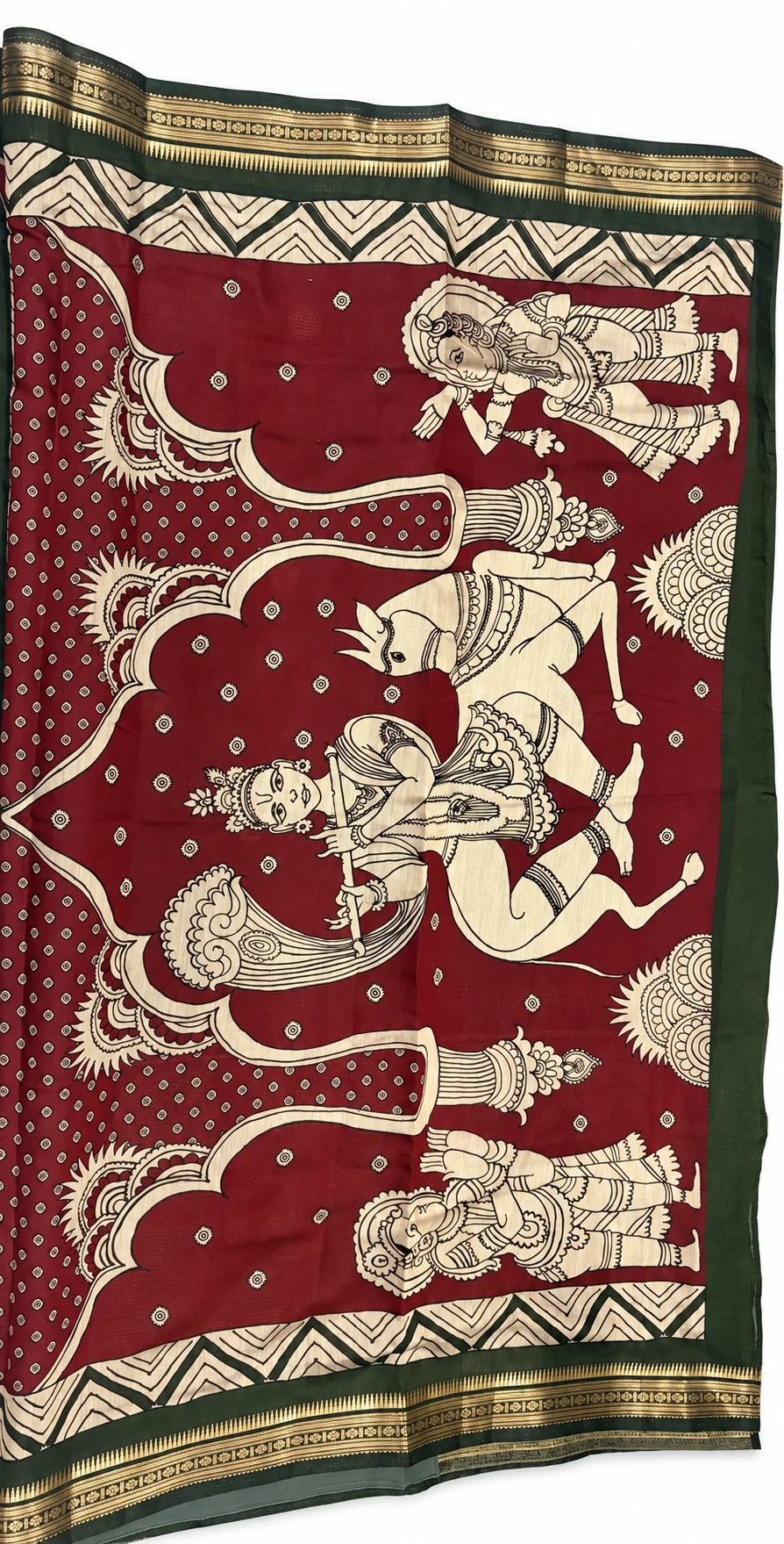 Aparna — Forest Figurative Border Saree, retouched garment view 2 on a clean background