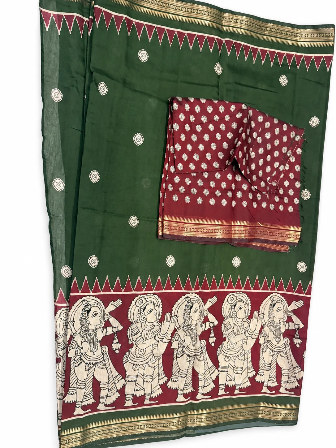Aparna — Forest Figurative Border Saree, retouched garment view 3 on a clean background