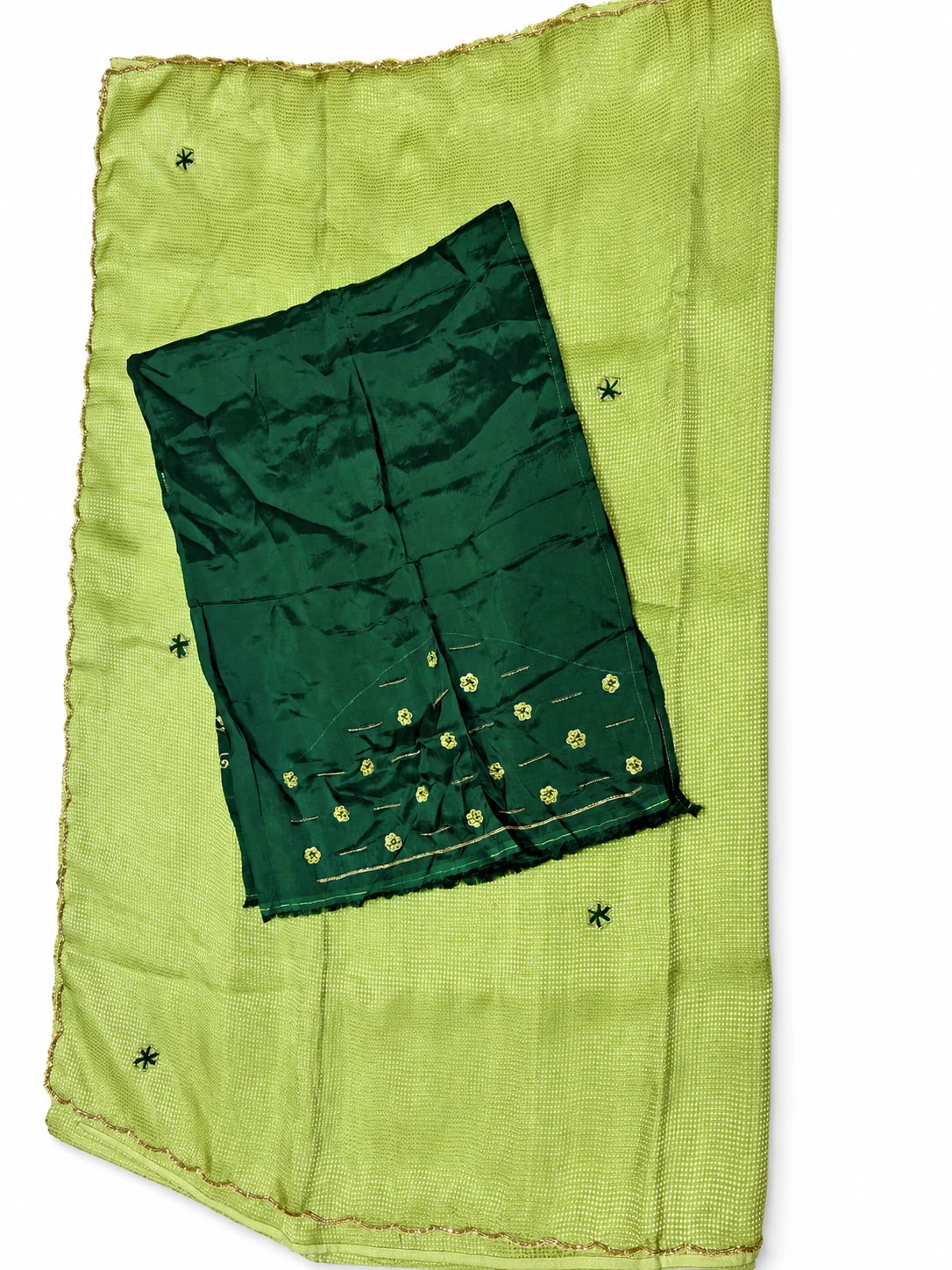 Pavitra — Lime Minimal Motif Saree, retouched garment view 2 on a clean background